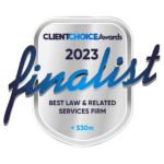 Client choice awards finalist for best law & related services firm.